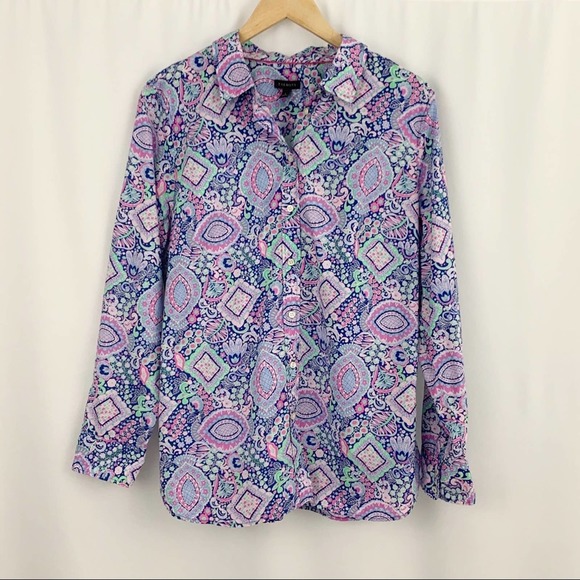 NWOT Talbots Paisley Top L - Picture 1 of 7